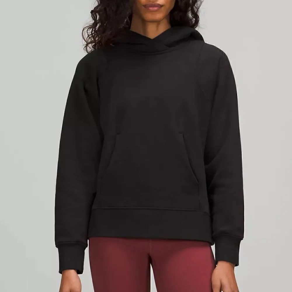Athleta Black Long Sleeve Kangaroo Pocket Hoodie Size L
